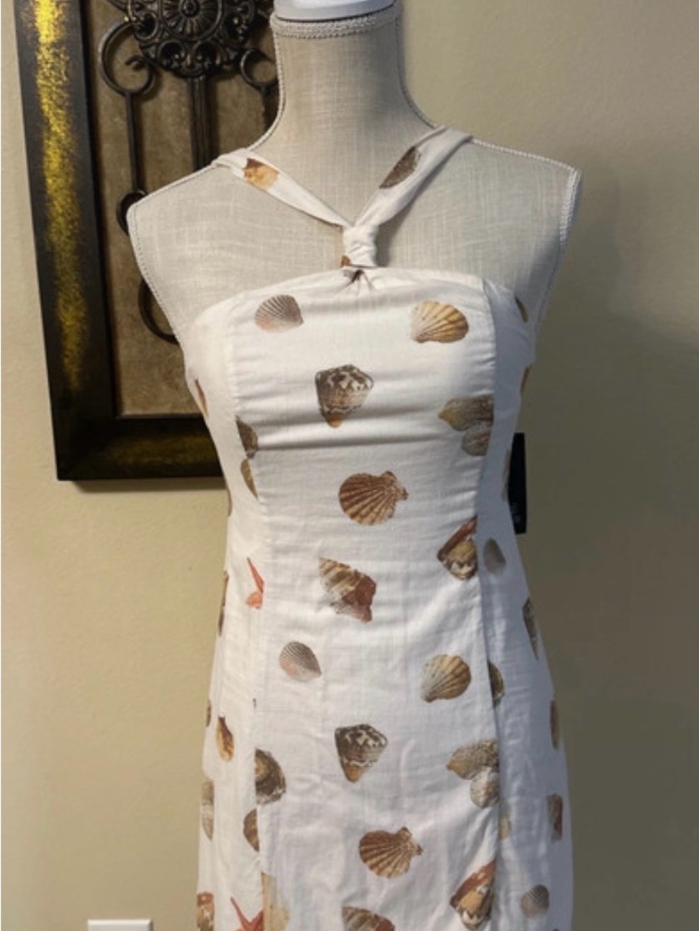 wild fable White Halter Mini Dress with Seashell Print